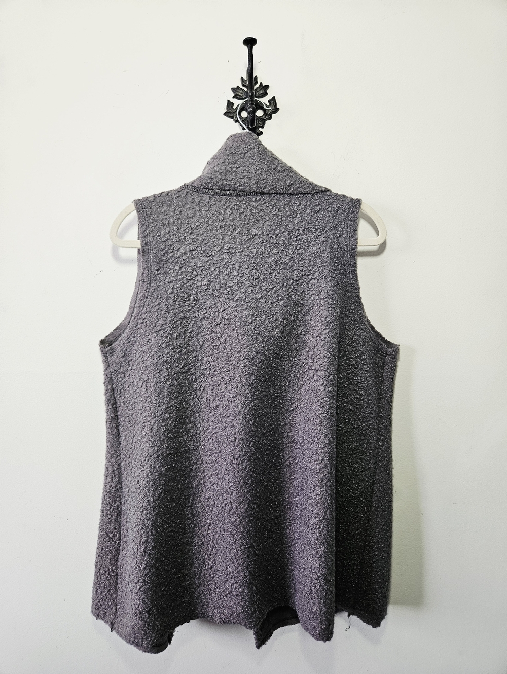 Le Nove Boucle Wool Vest Size L Oversized Lagenlook Fit Made In Italy - Picture 3 of 5
